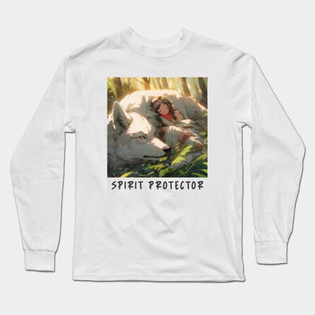 Anime Girl With Wolf Long Sleeve T-Shirt by Tip Top Tee's